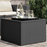 vidaXL Masă de grădină cu blat din sticlă, negru 55x55x37 cm poliratan vidaXL Masă de grădină cu blat din sticlă, negru 55x55x37 cm poliratan