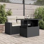 vidaXL Masă grădină cu blat din sticlă, negru, 100x55x73 cm, poliratan vidaXL Masă grădină cu blat din sticlă, negru, 100x55x73 cm, poliratan
