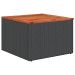 vidaXL Masă de grădină, negru, 55x55x37 cm, poliratan și lemn acacia