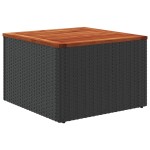 vidaXL Masă de grădină, negru, 55x55x37 cm, poliratan și lemn acacia