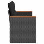 vidaXL Canapea de grădină cu perne, 2 locuri, negru, poliratan vidaXL Canapea de grădină cu perne, 2 locuri, negru, poliratan