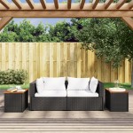 vidaXL Mese laterale de grădină 2 buc. negru 55x34x37cm lemn/poliratan vidaXL Mese laterale de grădină 2 buc. negru 55x34x37cm lemn/poliratan