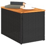 vidaXL Mese laterale de grădină 2 buc. negru 55x34x37cm lemn/poliratan vidaXL Mese laterale de grădină 2 buc. negru 55x34x37cm lemn/poliratan