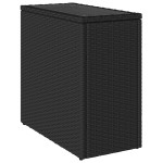 vidaXL Masă laterală grădină blat sticlă negru 58x27,5x55 cm poliratan