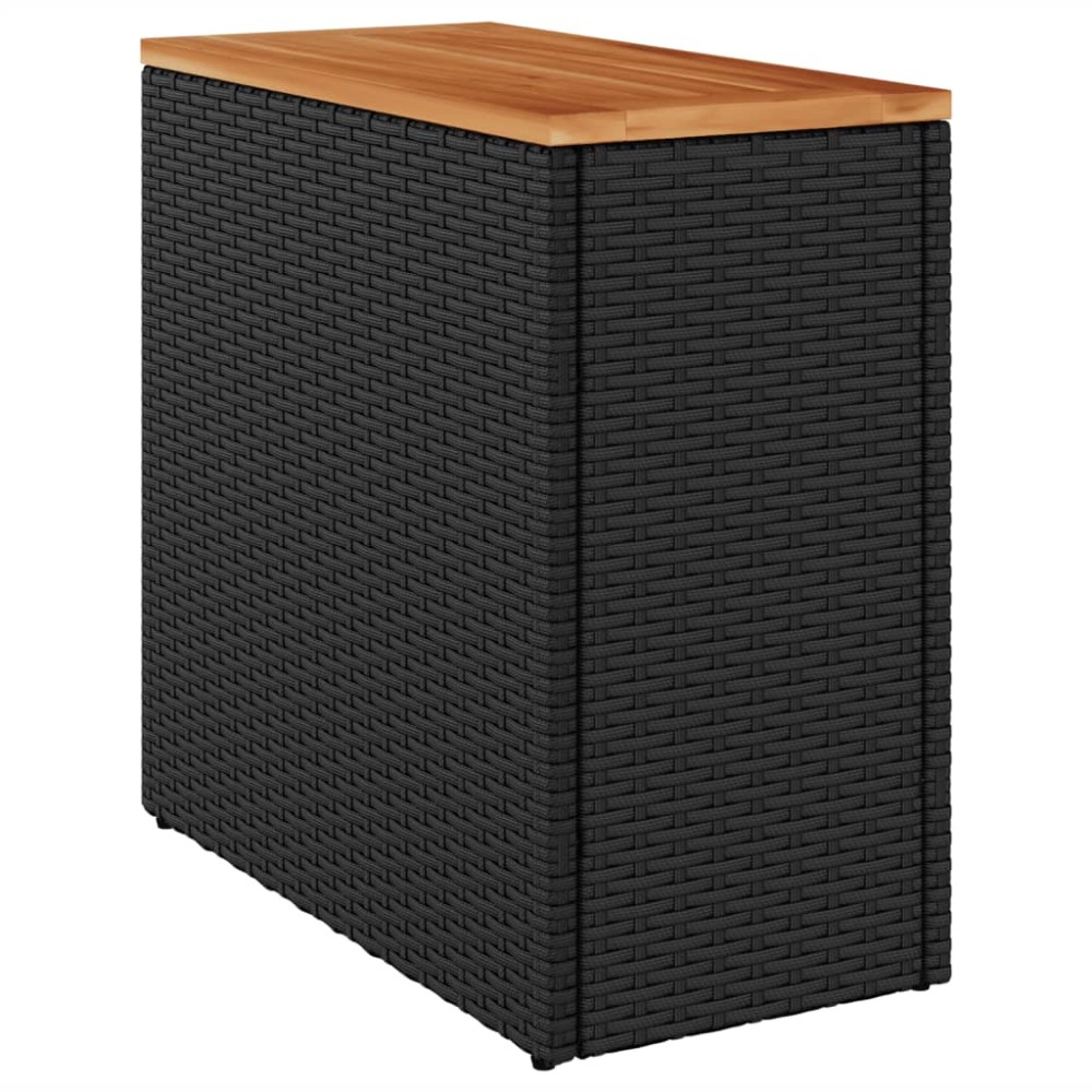 vidaXL Masă laterală de grădină blat lemn negru 58x27,5x55cm poliratan