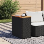 vidaXL Masă laterală de grădină blat lemn negru 58x27,5x55cm poliratan