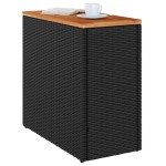 vidaXL Masă laterală de grădină blat lemn negru 58x27,5x55cm poliratan