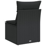 vidaXL Fotoliu de grădină fără cotiere, cu perne, negru, poliratan vidaXL Fotoliu de grădină fără cotiere, cu perne, negru, poliratan