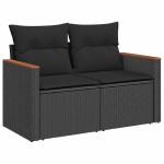 vidaXL Canapea de grădină cu perne, 2 locuri, negru, poliratan vidaXL Canapea de grădină cu perne, 2 locuri, negru, poliratan