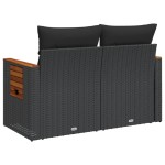 vidaXL Canapea de grădină cu perne, 2 locuri, negru, poliratan vidaXL Canapea de grădină cu perne, 2 locuri, negru, poliratan