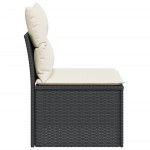 vidaXL Canapea de grădină fără cotiere, cu perne, negru, poliratan vidaXL Canapea de grădină fără cotiere, cu perne, negru, poliratan