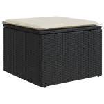 vidaXL Taburet de grădină cu pernă, negru, 55x55x37 cm, poliratan vidaXL Taburet de grădină cu pernă, negru, 55x55x37 cm, poliratan