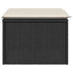 vidaXL Taburet de grădină cu pernă, negru, 55x55x37 cm, poliratan vidaXL Taburet de grădină cu pernă, negru, 55x55x37 cm, poliratan