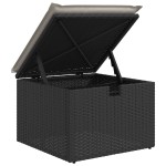 vidaXL Taburet de grădină cu pernă, negru, 55x55x37 cm, poliratan vidaXL Taburet de grădină cu pernă, negru, 55x55x37 cm, poliratan
