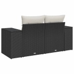 vidaXL Canapea de grădină cu perne, 2 locuri, negru, poliratan vidaXL Canapea de grădină cu perne, 2 locuri, negru, poliratan