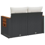 vidaXL Canapea de grădină cu perne, 2 locuri, negru, poliratan vidaXL Canapea de grădină cu perne, 2 locuri, negru, poliratan