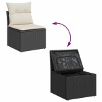 vidaXL Fotoliu de grădină fără cotiere, cu perne, negru, poliratan vidaXL Fotoliu de grădină fără cotiere, cu perne, negru, poliratan