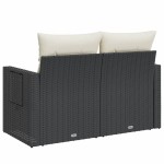 vidaXL Canapea de grădină cu perne, 2 locuri, negru, poliratan vidaXL Canapea de grădină cu perne, 2 locuri, negru, poliratan