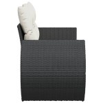 vidaXL Canapea de grădină cu perne, 2 locuri, negru, poliratan vidaXL Canapea de grădină cu perne, 2 locuri, negru, poliratan