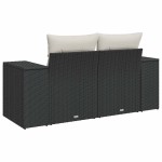 vidaXL Canapea de grădină cu perne, 2 locuri, negru, poliratan vidaXL Canapea de grădină cu perne, 2 locuri, negru, poliratan