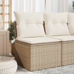 vidaXL Canapea de grădină fără cotiere, cu perne, bej, poliratan vidaXL Canapea de grădină fără cotiere, cu perne, bej, poliratan