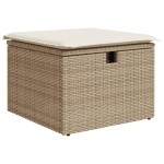vidaXL Taburet de grădină cu pernă, bej, 55x55x37 cm, poliratan vidaXL Taburet de grădină cu pernă, bej, 55x55x37 cm, poliratan