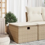 vidaXL Taburet de grădină cu pernă, bej, 55x55x37 cm, poliratan vidaXL Taburet de grădină cu pernă, bej, 55x55x37 cm, poliratan