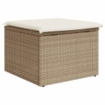 vidaXL Taburet de grădină cu pernă, bej, 55x55x37 cm, poliratan vidaXL Taburet de grădină cu pernă, bej, 55x55x37 cm, poliratan