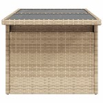 vidaXL Masă de grădină cu blat din sticlă bej, 100x55x73 cm, poliratan