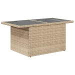 vidaXL Masă de grădină cu blat din sticlă bej, 100x55x73 cm, poliratan