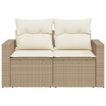 vidaXL Canapea de grădină cu perne, 2 locuri, bej, poliratan
