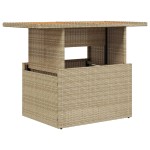 vidaXL Masă de grădină, bej, 100x55x73 cm, poliratan și lemn de acacia vidaXL Masă de grădină, bej, 100x55x73 cm, poliratan și lemn de acacia