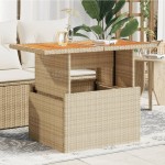 vidaXL Masă de grădină, bej, 100x55x73 cm, poliratan și lemn de acacia vidaXL Masă de grădină, bej, 100x55x73 cm, poliratan și lemn de acacia