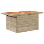 vidaXL Masă de grădină, bej, 100x55x73 cm, poliratan și lemn de acacia vidaXL Masă de grădină, bej, 100x55x73 cm, poliratan și lemn de acacia