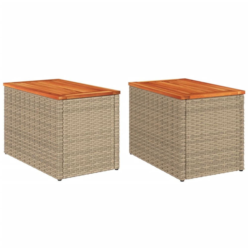vidaXL Mese laterale de grădină 2 buc. bej 55x34x37cm lemn/poliratan