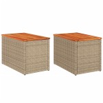 vidaXL Mese laterale de grădină 2 buc. bej 55x34x37cm lemn/poliratan vidaXL Mese laterale de grădină 2 buc. bej 55x34x37cm lemn/poliratan