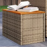 vidaXL Mese laterale de grădină 2 buc. bej 55x34x37cm lemn/poliratan vidaXL Mese laterale de grădină 2 buc. bej 55x34x37cm lemn/poliratan