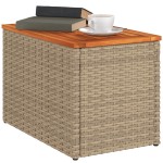 vidaXL Mese laterale de grădină 2 buc. bej 55x34x37cm lemn/poliratan vidaXL Mese laterale de grădină 2 buc. bej 55x34x37cm lemn/poliratan