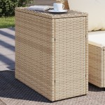 vidaXL Masă laterală grădină, blat sticlă, bej 58x27,5x55 cm poliratan vidaXL Masă laterală grădină, blat sticlă, bej 58x27,5x55 cm poliratan