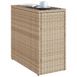 vidaXL Masă laterală grădină, blat sticlă, bej 58x27,5x55 cm poliratan vidaXL Masă laterală grădină, blat sticlă, bej 58x27,5x55 cm poliratan