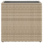 vidaXL Masă laterală grădină, blat sticlă, bej 58x27,5x55 cm poliratan vidaXL Masă laterală grădină, blat sticlă, bej 58x27,5x55 cm poliratan