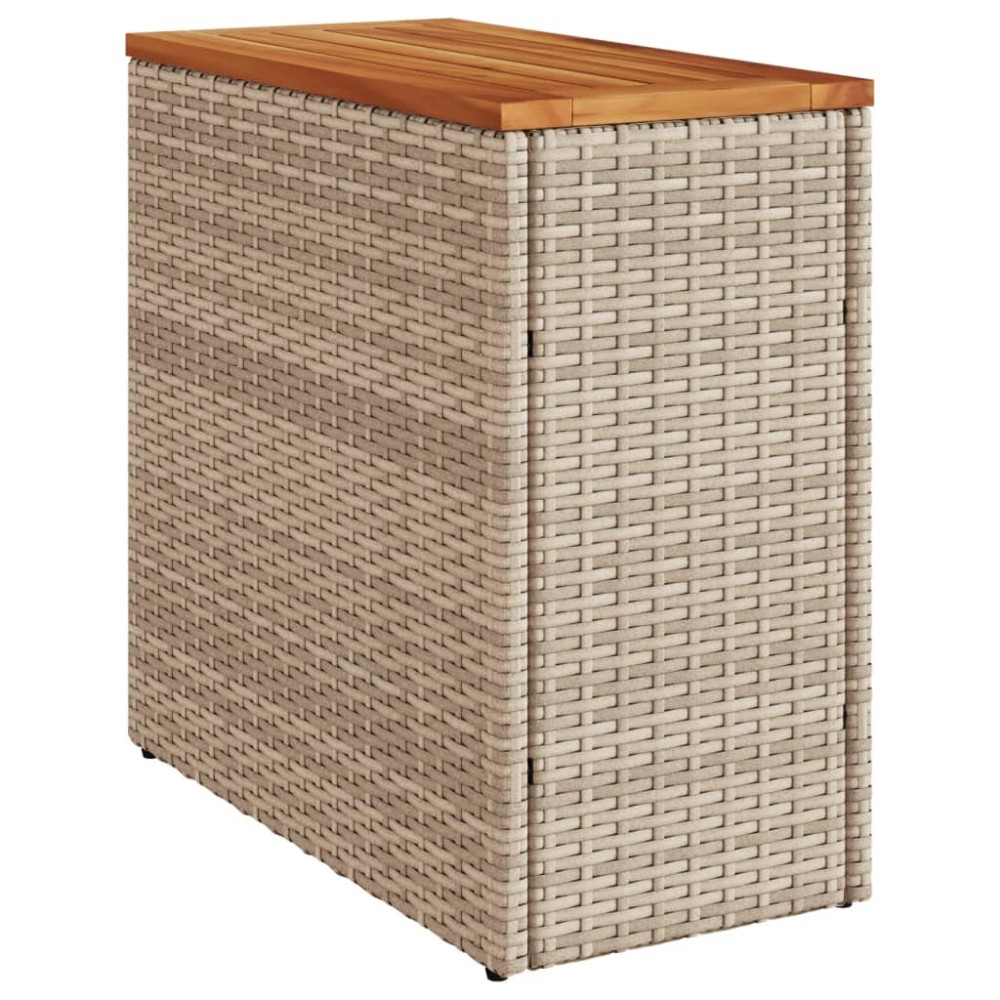 vidaXL Masă laterală de grădină blat lemn bej 58x27,5x55 cm poliratan