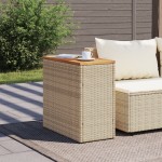 vidaXL Masă laterală de grădină blat lemn bej 58x27,5x55 cm poliratan