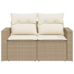 vidaXL Canapea de grădină cu perne, 2 locuri, bej, poliratan