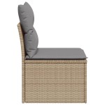 vidaXL Canapea de grădină fără cotiere, cu perne, bej, poliratan vidaXL Canapea de grădină fără cotiere, cu perne, bej, poliratan