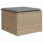 vidaXL Taburet de grădină cu pernă, bej, 55x55x37 cm, poliratan vidaXL Taburet de grădină cu pernă, bej, 55x55x37 cm, poliratan
