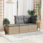 vidaXL Taburet de grădină cu pernă, bej, 55x55x37 cm, poliratan vidaXL Taburet de grădină cu pernă, bej, 55x55x37 cm, poliratan