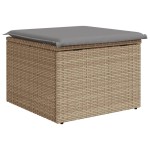 vidaXL Taburet de grădină cu pernă, bej, 55x55x37 cm, poliratan vidaXL Taburet de grădină cu pernă, bej, 55x55x37 cm, poliratan