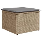 vidaXL Taburet de grădină cu pernă, bej, 55x55x37 cm, poliratan vidaXL Taburet de grădină cu pernă, bej, 55x55x37 cm, poliratan
