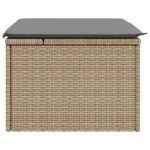 vidaXL Taburet de grădină cu pernă, bej, 55x55x37 cm, poliratan vidaXL Taburet de grădină cu pernă, bej, 55x55x37 cm, poliratan